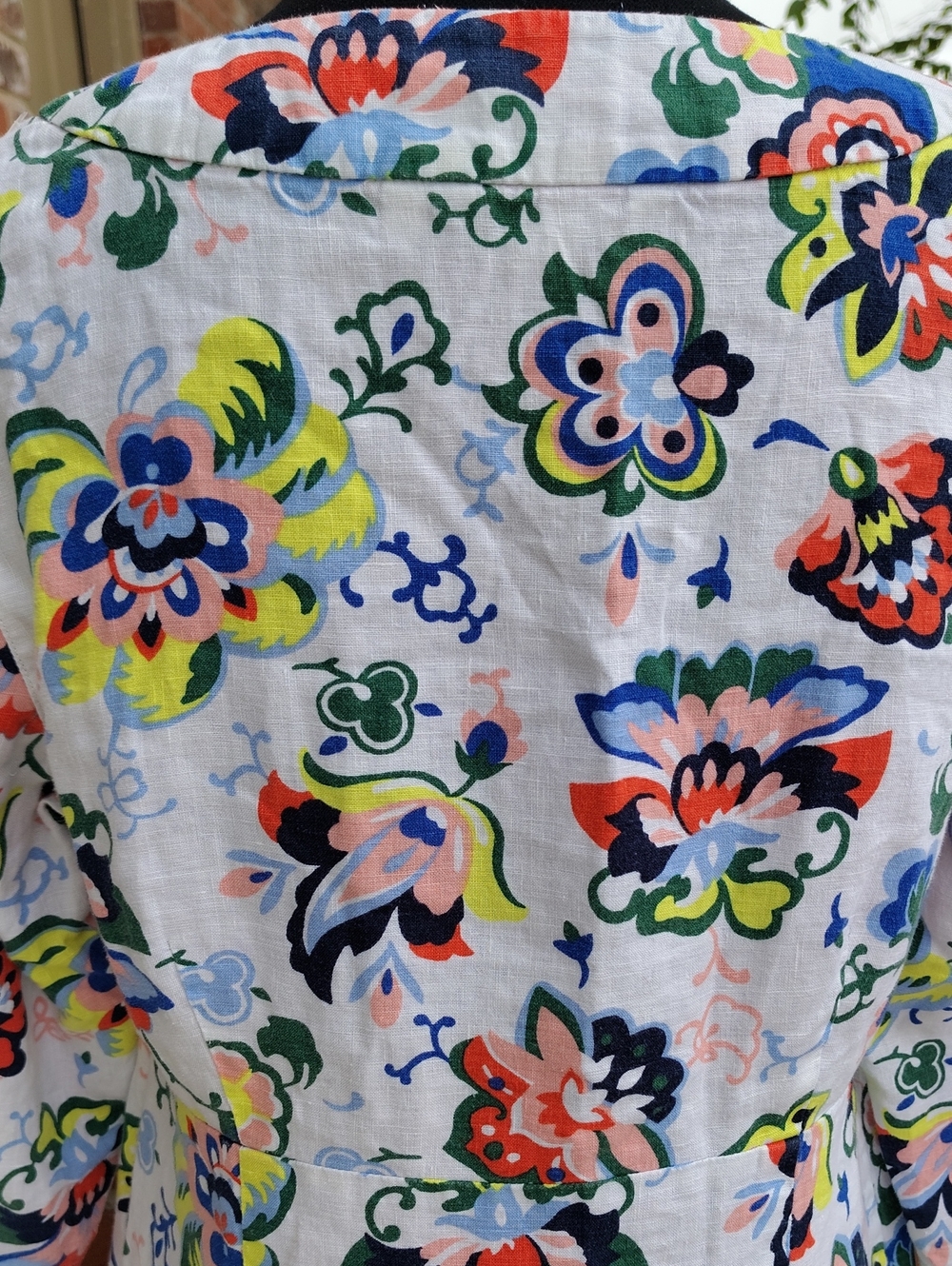 Boden 100% Linen 3/4 Sleeves V Neck Floral Mini Dress Size 10L Beachy Bohemian - Picture 9 of 16